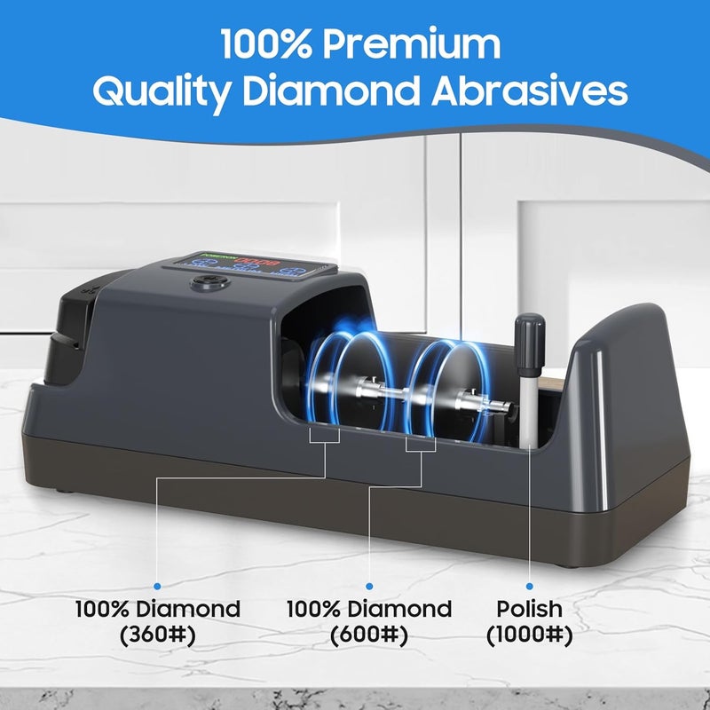 Newise 5-in-1 Electric Knife Sharpener for Kitchen Knives, with 100% Diamond Abrasives, 3 Adjustable Speeds, Quickly Sharpening for Straight/Serrated/Kitchen Knives, Scissors - Image 3